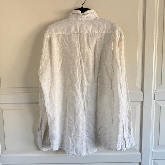 Lacoste White Linen Button-Down Shirt Size 40 - 41603 - Picture 5 of 11